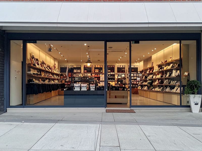Clean retail storefront glass and entry doors