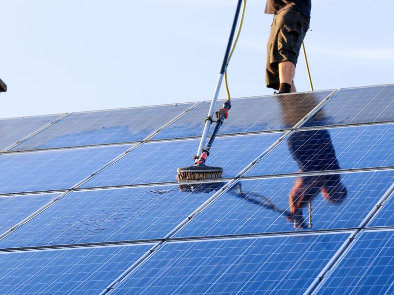 Solar panels being cleaned to restore energy output